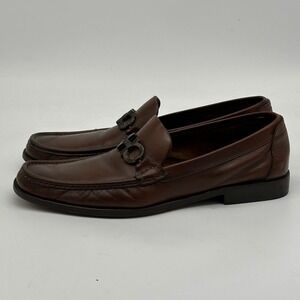 Salvatore Ferragamo Mens Loafer Shoes 11.5B Brown Leather Slip On Made‎ In Italy
